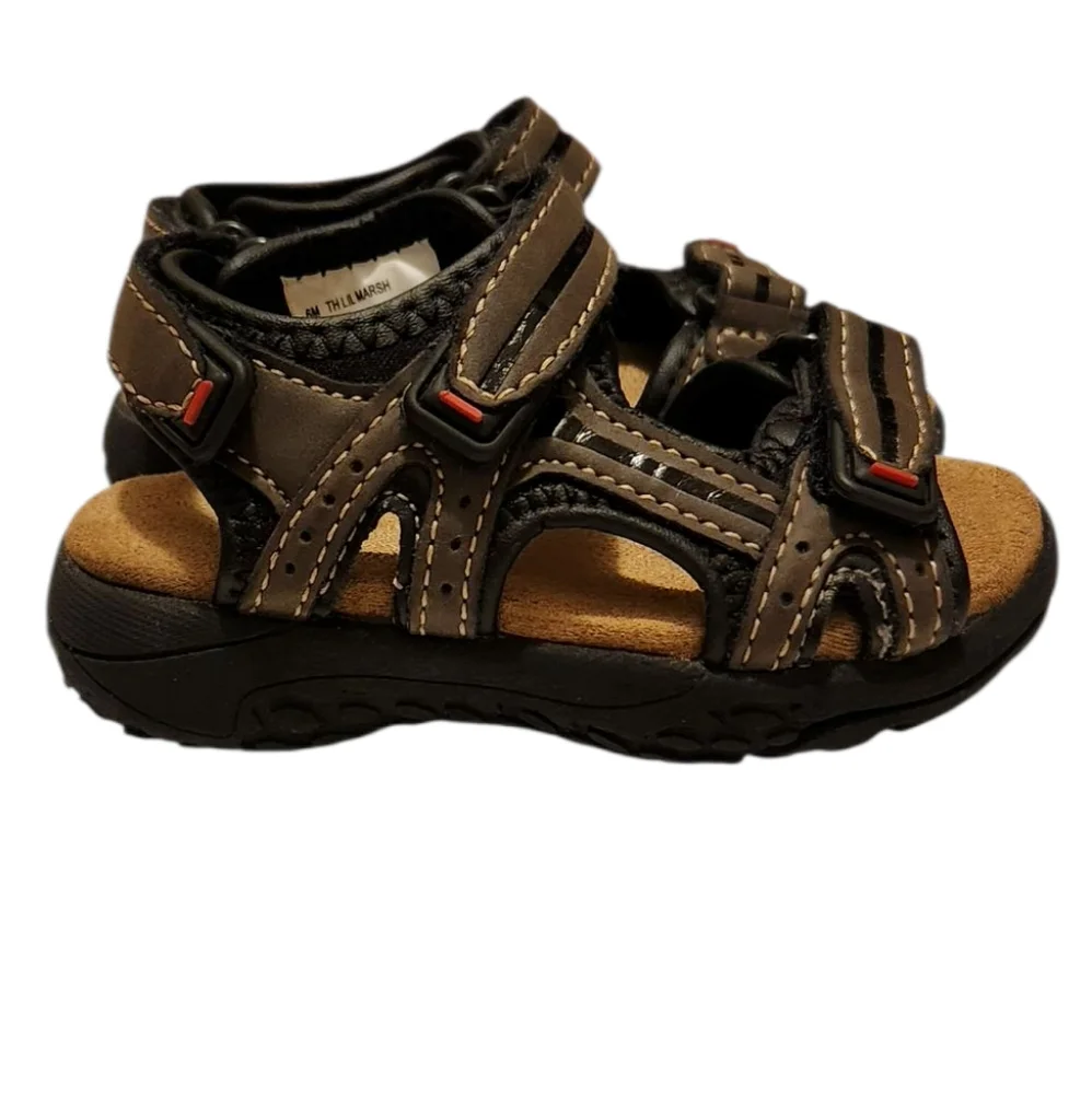 Thereabouts Leather Memory Foam Boys Toddlers Velcro Strap‎ Sandals Adjustable